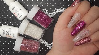 DIY DOING MY NAILS WITH JUST CRAFT GLITTER GLUE AND ACTIVATOR DIP SYSTEM METHOD NAIL HACK [upl. by Marcille]