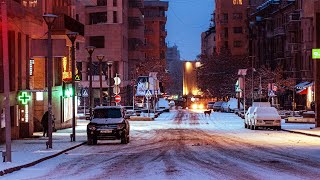 4k Yerevan  Winter 8 AM morning walking tour on Tumanyan street Snow ambiance [upl. by Aikemot]