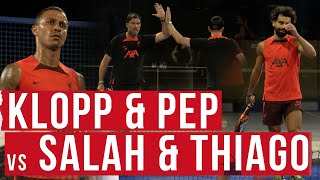 Klopp amp Pep Lijnders vs Mo Salah amp Thiago in padel challenge [upl. by Ihel]