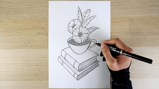 how to draw  drawing  dibujo  easy drawing  how to draw abooks  How to draw a coffee cup [upl. by Ellehsar]