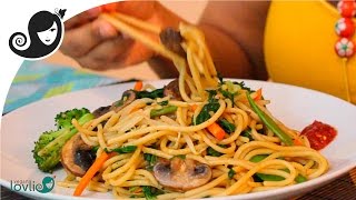 StirFried Vegetable Spaghetti Recipe vegetarian  vegan recipe [upl. by Yeniffit]