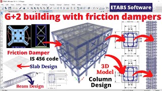 Complete G2 building with dampers in ETABS software  structural design  civil engineering [upl. by Danyluk]