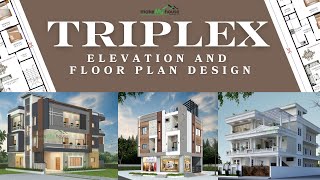 Triplex House Exterior and Floor Plan Design  Plot Size 2060  30 50  4050  5060 [upl. by Nerin133]