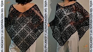 BONITO ELEGANTE Y LIGERO PONCHO A CROCHET MTINDO PARA TODAS LAS TALLAS [upl. by Flo]