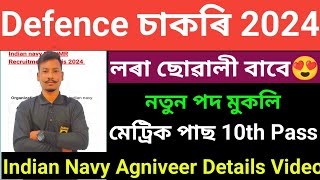 Good News😍 Defence চাকৰি New Vacancy 2024 Indian Navy Apply Online Latest Big update😯😍 [upl. by Neffirg]