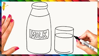 How To Draw A Bottle of Milk Step By Step 🥛 Bottle of Milk Drawing [upl. by Luwana237]