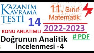 11 Sınıf  MEB  Kazanım Testi 14  2023 2024  Matematik  Doğrunun Analitik İncelemesi 4  EBA [upl. by Brooking]