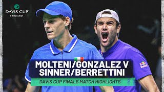 Andres Molteni amp Maximo Gonzalez v Jannik Sinner amp Matteo Berrettini Highlights  Davis Cup 2024 [upl. by Sldney]