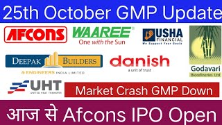 All IPO GMP  Waaree Energies IPO  Deepak Builders IPO  Afcons Infrastructure IPO  Danish IPO [upl. by Nelo]