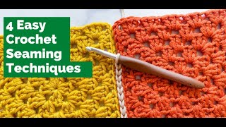 HOW TO JOIN CROCHET SQUARES AND SEAMS 4 Easy Crochet Seaming Techniques for Beginners [upl. by Aihsoek]