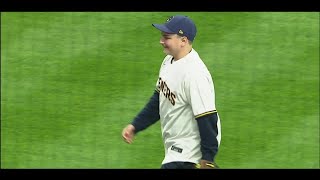 Tucker Sparks brother of Waukesha parade victim throws first pitch at Brewers home opener [upl. by Anuait]