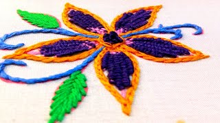 Fantastic woven Stitch Flower Embroidery Step By Step Traditional Flower Design [upl. by Nordek]