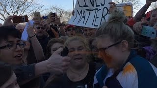 AntiTrump protester peppersprayed at Wisconsin rally [upl. by Anoirb]