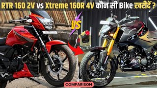 2024 King Of 160cc Apache RTR 160 vs Hero Xtreme 160R 4V E20 Comparison [upl. by Harlamert154]