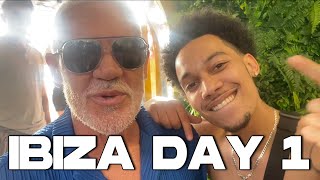 HOMIES IN IBIZA DAY 1 OCEAN BEACH w WAYNE LINEKAR  Darnell Vlogs [upl. by Pronty222]