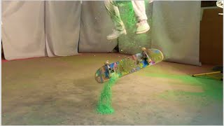 Skateboarding with Bursting Color Powder [upl. by Aenel]