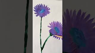 Purple Daisy flower by painting brush drawing brushpainting eaypaintingforbegginers [upl. by Drarej880]