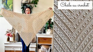 Comment faire un Châle au crochet 🧶 Léger et Doux ✨ Grand Modèle Débutant 🧶 Tuto ⭐️ Étole Louxor [upl. by Barrow741]