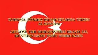 Nationalhymne Türkei  İstiklâl Marşı TRDE Text [upl. by Philbrook]