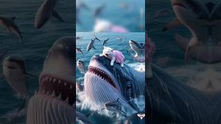 BABY CAT🐈 WITH SHARK🐋 FATHER SAVE kitten😭😭 cat cartoon cute twinkies babyyumyum babyart cat [upl. by Raama455]