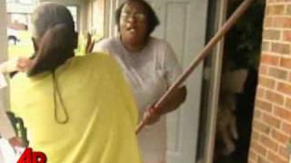 Raw Video Woman Attacks TV Crew With Hoe [upl. by Alit]