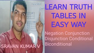 TRUTH TABLES IN TELUGU NEGATION CONJUNCTION DISJUNCTION CONDITIONAL BICONDITIONAL [upl. by Eiralam]