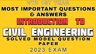 INTRODUCTION TO CIVIL ENGINEERING IMPORTANT QUESTIONS amp ANSWERS VTU 1ST YEAR 2023 EXAM vtuexams [upl. by Leduar]