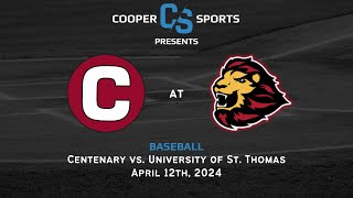 University of St Thomas Baseball vs Centenary [upl. by Moran318]