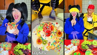 Ice cream challenge White food vs colorful food ice cream rolls [upl. by Aicileb266]