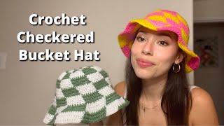 How to Crochet a Checkered Bucket Hat  EASY amp In Depth [upl. by Yvor]