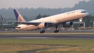 United Airlines N75853 757300 Takeoff Portland Airport PDX [upl. by Esinrahc]