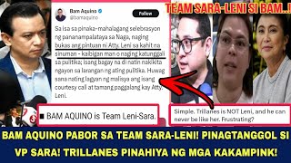 BAM AQUINO PABOR SA TEAM SARALENI PINAGTANGGOL SI VP SARA AWAYAWAY NA ANG YELLOWPINK [upl. by Nelag]