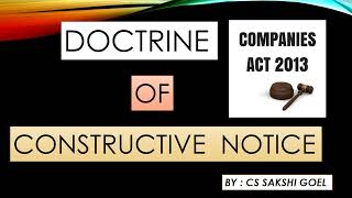 DOCTRINE OF CONSTRUCTIVE NOTICE companiesact2013 cssakshigoel [upl. by Ellienad]