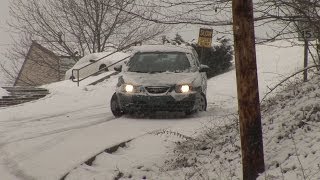 Cars slip and slide down icy hill  Charleston WV  February 27 2008 [upl. by Noislla]