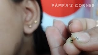 Wear earpins after piercing easily  কান ফোঁটানোর পর কানের দুল পড়ুন এই ভাবে 👆 piercing video [upl. by Enyak]