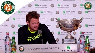 Stanislas Wawrinkas Press Conference after 2015 Final Victory  RolandGarros [upl. by Ayomat380]