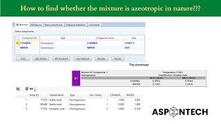 How to find azeotropic nature of the mixture using Aspen Plus Lecture  109 [upl. by Aicre]