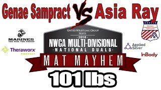 Genae Sampract vs Asia Ray 101 lbs  WCWA  2018 NWCA Multi Divisional National Duals [upl. by Trelu660]