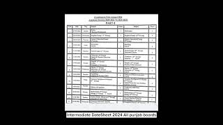 Date sheet of intermediate 2024  fsc date sheet 2024  first year date sheet foryou [upl. by Greenstein23]