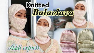 Knitted Balaclava  ski hat  hoody hat  face mask using addiexpress [upl. by Avitzur]