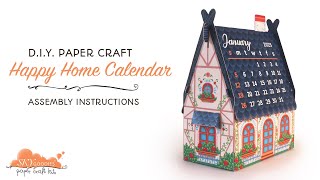 How to assemble your DIY Happy Home Calendar Paper Craft Kit from Sky Goodies No sticking [upl. by Ayim186]