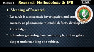 Module1 I Meaning of Research I Research Methodology amp IPR [upl. by Bohner]