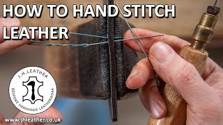 How to Hand Stitch Leather  Saddle Stitch Tutorial Beginner Leatherwork [upl. by Lacy]