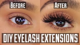 DIY PERMANENT AT HOME EYELASH EXTENSION APPLICATION [upl. by Acirtal]