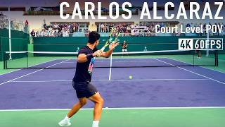 Carlos Alcaraz  Up Close Court Level Practice 2024 IW [upl. by Enoyrt325]