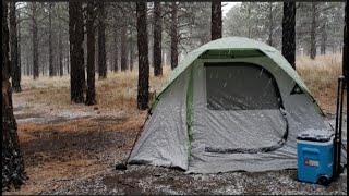 Lockett meadow campground  snowy camping arizona indonesian camping flagstaffaz [upl. by Suiradal]