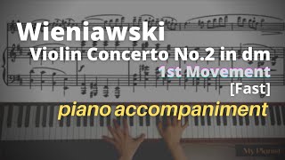 Wieniawski  Violin Concerto No2 Op22 in dm 1st Mov Piano Accompaniment Fast [upl. by Hotze256]