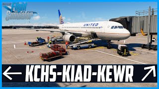 LIVE MSFS  Real World United OPS  Charleston Washington Dulles amp Newark  Fenix A320 [upl. by Aicissej]