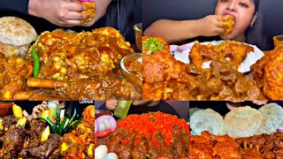 ASMR EATING SPICY MUTTON CURRY CHICKEN CURRY EGG CURRY  BEST INDIAN FOOD MUKBANG Foodie India [upl. by Tterrej]