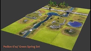 Prepainted Modular Terrain for Wargames 6x4 Green Fields with River and Hills from Pedion [upl. by Pitzer]